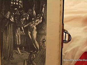 Redhead lesbian mistress fingers sub's big ass pussy