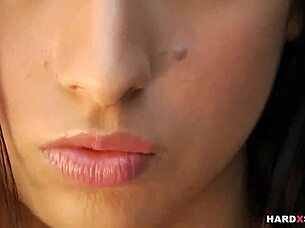 Horny brunette slut begs for outdoor cock penetration?