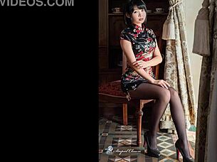 Um Helene's jerk off challenge part 4 chinese dress so hottt