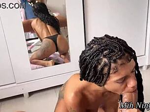 latina model gags on monster cock until cum drips down