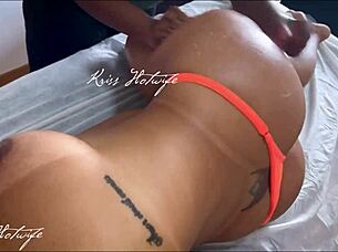 Tanned Wife's Bikini Massage Pussy Tease