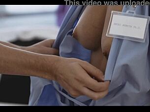 Lucky patient freezes time bangs big tits asian doctor creampie explosion