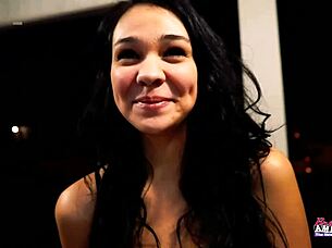 PETITE BRUNETTE COED SABRINA'S WET PUSSY POUNDED HARD THEN MOUTH JIZZED FULL!