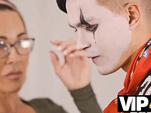 Shaved Cougar Mommy Seductively Rides Cougar Pussy Power