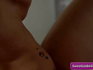 two busty lesbians morgan and anna finger and lick on sofa