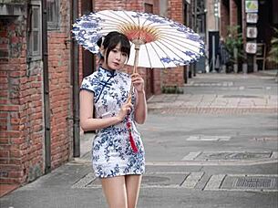 Um Helene's jerk off challenge part 4 chinese dress so hottt