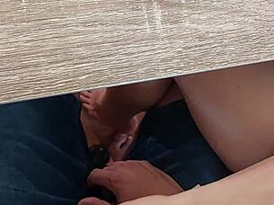 wanna see my classmate's pussy fingered to huge cumshot?