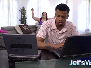 Black stud fills fat girlfriend Ashley Garland's ass with creampie