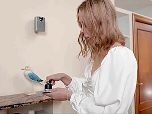 brunette relaxes fingering shaved pussy toy solo bliss