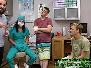 Frank's barefoot nurse tickles him backstage in hospital