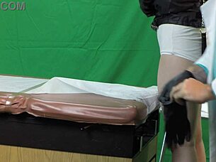 Scarlett Johnson's intriguing medical vag exam turns into deepthroat gagging frenzy