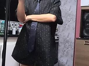 wife kally sneaks blowjob on camera during comedy shoot