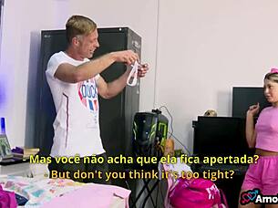 Stepdad notices stepdaughter's tight panties fitting too snugly