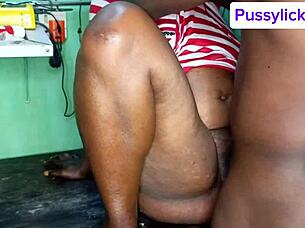 stepsis big pussy lips fucked hard on dining table