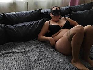 Sexy stockings legs big tits footjob