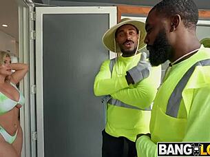 oh god, sunbathing led to gardeners' cumshot threesome facial! 😩💦