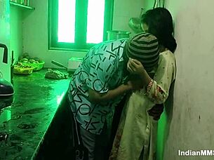 Indian maid deepthroats then fucks wildly in kitchen!