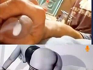 Milf puttta gets massive cum tribute on shaved pussy and ass