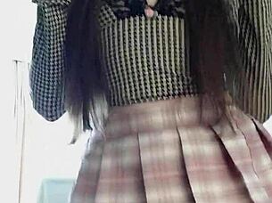 tiktok skinny teen dances miniskirt jeans tease innie pussy lips compilation