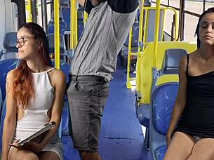 Skinny Redhead Flashes Ass On Public Bus