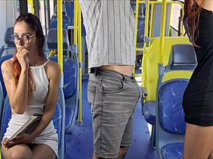 Skinny Redhead Flashes Ass On Public Bus
