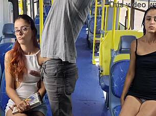 Skinny Redhead Flashes Ass On Public Bus