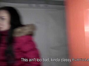 european couple picks up brunette for public pov pounding