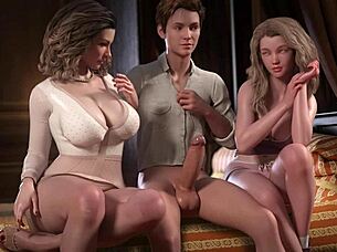 A Big-Titted Milf Threesomes Skinny Blonde Teen And Huge Cock Stud