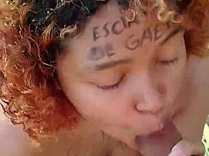 risky public beach blowjob ends with facial cumshot on latina