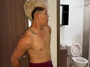 Hey catch you stroking come shower I need that huge cock now