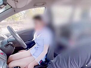 skinny thai nurse sneaks car creampie sex with cute stranger patient?