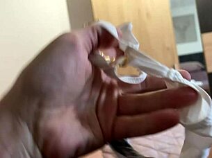 Milf catches guy sniffing panties jerking off?