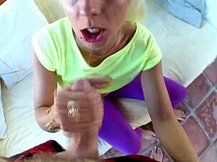 blonde feet slut deepthroats rides big cock 😈👣💦