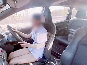 skinny thai nurse sneaks car creampie sex with cute stranger patient?