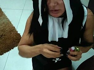nun bianca whispers sinful secrets to priest's honey bean