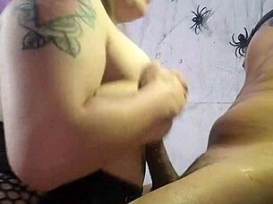 halloween elf girlfriend deepthroats black cock sloppy homemade?