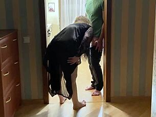 Mature BBW Stepmom Blocks Door And Gets Anal Assfucked Hard