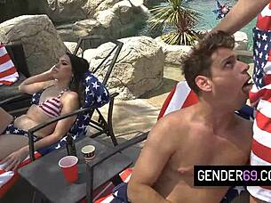 Hot Shemale Tgirl Orgy Blowjobs And Hardcore Poolside Fucking