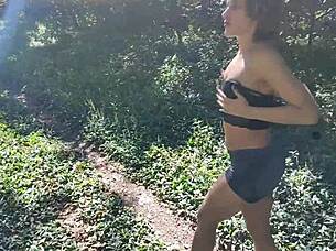 My hot babe teases me in woods 😈 I take her virgin tight ass 🔥🍑