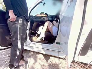 skinny thai nurse sneaks car creampie sex with cute stranger patient?