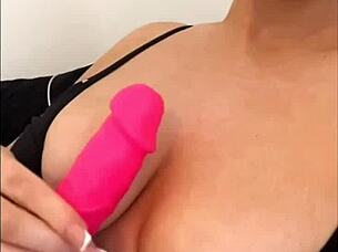 British slutty girlfriend masturbates with dildo on webcam for horny pov!