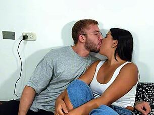 horny cheating milf begs young lover to fuck her while cuck hubby slaves away