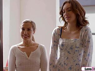 ebony babe teaches neighbors hot pussy licking watch us 👅💦😍 group fun!