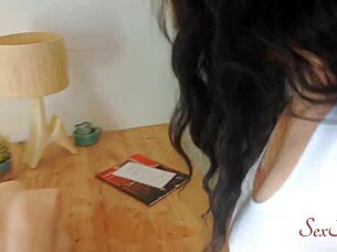 A sex doll consultant demonstrates doggystyle fucking on curvy fuck doll