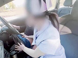 skinny thai nurse sneaks car creampie sex with cute stranger patient?