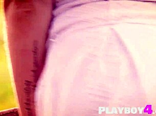 petite blonde model zazie strips outdoors revealing small natural tits and naked body