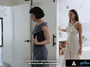 girlsway olive glass fucks alexis tae strap-on turns