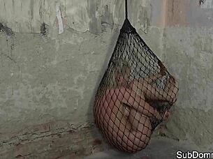 Euro submissive trapped dominated roughly in kinky bondage web