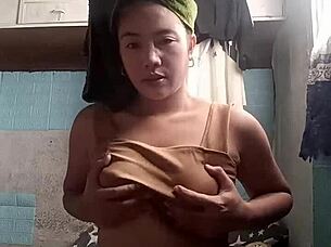 Asian Girl Next Door Teases Petite Body in Sheer Seduction