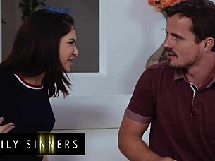 Stepbrother Rewards Naughty Stepsis with Creamy Couch Creampie Fuck